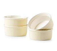 NUTRIUPS Ramekins 400ml Oven Safe Set of 4, Porcelain Pudding Dish for Creme Brulee Souffle, Small Ceramic Ramekins Set for Baking (Yellow, 400 ml)