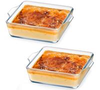 NUTRIUPS Set of 2 Mini Square Borosilicate Glass Baking Dishes, 0.4L 12x15x4cm Oven and Freezer Safe, Durable for Meal Prep, Baking and Ramekins