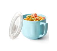 NUTRIUPS Soup Bowls with Handles, 900ml Microwave Soup Bowl with Lid, Soup Mug with Handles, Blue Bowl for Ramen, Noodle, Porridge (Blue)