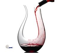 NUTRIUPS U Shaped Wine Decanter, 1.5L Hand Blown Glass Wine Decanter with Brush, Lead-Free
