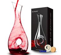 NUTRIUPS Wine Decanter, 1.5L Red Wine Decanter, Crystal Glass, Hand Blown Lead-Free Decanter Carafe, Hollow Circle Shape Carafe for Wine Enthusiast