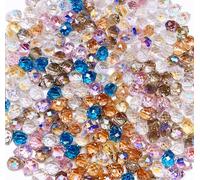 Nutrivernals Assorted Crystal Faceted Drop Beads Mixed Pink White Colors for Jewelry Making, DlY Arts Crafts Decorative Glass Beads for Handcraft, Earring Keychains for Women Above 12 Years 100 pcs