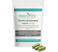 Nutrivity 500mg Vegan Cilantro Capsules, Fresh Coriander Leaf & Herb Complex, Natural Herbal Cleanser for Digestive Support - Colon Cleanse Support Supplement, Made in The UK - 30 Capsules
