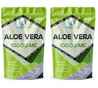 NutriVolv Aloe Vera 10,000mg - 120 Tablets | Natural Skincare, Colon Cleanse & Digestion Support | Detox & Immune Boosting Supplement | High Strength Aloe Vera Extract (Pack of 2)