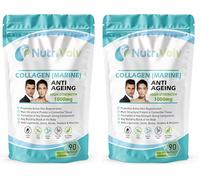 NutriVolv Collagen Marine 1000mg Supplement | Anti-Ageing Support for Skin, Joints, Bones, Muscles & Tissue Health | 90 Capsules | Boosts Skin Elasticity & Joint Mobility (Pack of 2)