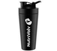 NutriVolv Deluxe Steel Shaker Bottle 500ml | Insulated Metal Protein Shaker | Wire Mixball Whisk | BPA Free | Non-Drip Screw Lid | Black Colour | Perfect for Mixing Powdered Shakes | Supplement Bottle