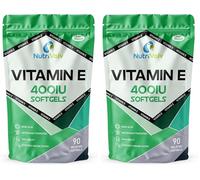 Nutrivolv Vitamin E 400IU - 90 Softgels | Antioxidant Supplement for Skin Support & Cell Protection | Helps Reduce Oxidative Stress, Promotes Healthy Skin & Immune Support (Pack of 2)