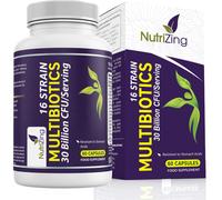 NutriZing Bio Cultures Complex Probiotics for Gut Health - High Strength 30 Billion CFU with 16 Bacterial Cultures - Vegan Gut Health Supplements - P