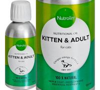 Nutrolin KITTEN & ADULT - a Powerful Combination of Omega-3 & 6 with Vitamin E for Pregnant Cats, Kittens & Cats up to 7 years. 150ml