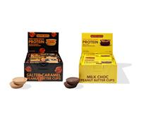 Nutry Nuts Zero Added Sugar Peanut Butter Cups | Milk Chocolate Flavour & Salted Caramel | High Protein, Sugar Free Snack | 2 Boxes (24 x 45g cups)