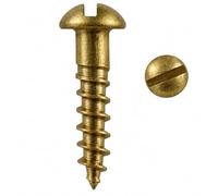 Nuts About Bolts | 6g x 1 1/2" (3.5 x 40mm) Solid Brass Round Head Slotted Wood Screw | Pack of 200