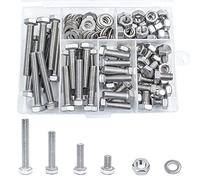 Nuts and Bolts Set M6 Bolts and Nuts 304 Stainless Steel M6 Hex Bolt Kit 10mm 20mm 30mm 40mm with Washers and Reusable Storage Box 120pcs
