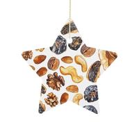 Nuts and Dried Fruits Star Ornaments Cute Christmas Tree Decorations Winter Star Hanging Pendants Christmas Ornaments for Party Supplies Holiday Home Party Decor Indoor