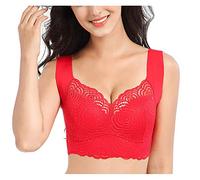Nuts Are Remix Bra Vest Sports Seamless Lace Hollow Out Women's Ring Sexual Breasts Fitness Underwear No Steel Underbust Sweat Protection, red, L