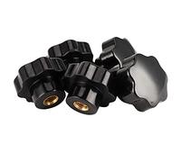 Nuts Knob Grip, 5Pcs Thread Star Knob Handles, 7-Star with Brass, Hexagonal Shaped Clamping Nuts Knobs Grip Handle for Industrial, Ball Screws (M12*50)