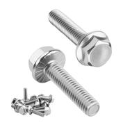 Nuts OT nuts 10 PCS M6 Bolts Silver M6x50mm 304 Stainless Steel Bolts Hex Serrated Flange Bolt Screws Hex Flange Bolt Serrated Flange Anti-Loosening for Machine Tools Furniture Assembly DIY