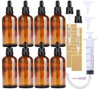 Nuts OT nuts Brown Glass 100ml Dropper Bottles Dropper Pipettes 8pcs Eye Droppers Amber with 5 Auxiliary Accessories Suitable for Essential Oils Massage Perfumery Aromatherapy Laboratory