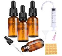 Nuts OT nuts Brown Glass 20ml Dropper Bottles Dropper Pipettes 4pcs Eye Droppers Amber with 5 Auxiliary Accessories Suitable for Essential Oils Massage Perfumery Aromatherapy Laboratory