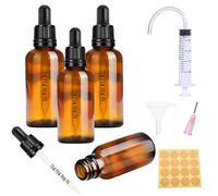 Nuts OT nuts Brown Glass 30ml Dropper Bottles Dropper Pipettes 4pcs Eye Droppers Amber with 5 Auxiliary Accessories Suitable for Essential Oils Massage Perfumery Aromatherapy Laboratory