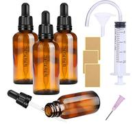 Nuts OT nuts Brown Glass 50ml Dropper Bottles Dropper Pipettes 4pcs Eye Droppers Amber with 5 Auxiliary Accessories Suitable for Essential Oils Massage Perfumery Aromatherapy Laboratory