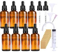 Nuts OT nuts Brown Glass 50ml Dropper Bottles Dropper Pipettes 8pcs Eye Droppers Amber with 5 Auxiliary Accessories Suitable for Essential Oils Massage Perfumery Aromatherapy Laboratory