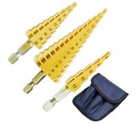 NUTTDOO 3pcs HSS Step Drill Bit Set, 4-12mm, 4-20mm, 4-32mm for DIY Plastic Wood Metal
