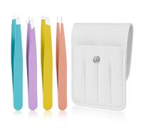NUTTDOO Professional Tweezers for Eyebrows,4 Pcs Eyebrow Tweezers Set for Ingrown Hair Removal (Multicolored)