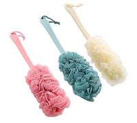 Nutteri 3 Pack back scrubber long handled Bath brush Soft Mesh Sponge Exfoliating Body scrub Back Cleaner Loofah Bathroom Shower Accessories for Women and Men (Multiple Colors)