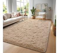 Nuttumico Fluffy Beige 5x8 ft Large Area Rugs for Living Room, Big Shaggy Floor Carpet, Soft Plush Non-Slip Carpets for Home Decor