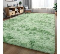 Nuttumico Fluffy Modern Area Rugs for Living Room Bedroom, 4x6 ft Sage Green Tie-Dyed Plush High Pile Rug for Kids Girls Room Nursery Home Decor, Upgrade Non-Slip Soft Indoor Rug