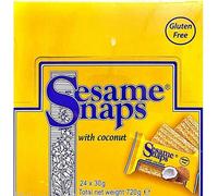 Nutty Crunch Snack Bites 24 x 30g - Sesame Seed or Coconut Flavour - Sweet Crunchy Nut Bars - Gluten Free Vegan Snack - High Energy On-The-Go Treat - Bulk Pack (Coconut Sesame Seeds)