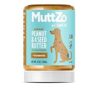 NuttZo MuttZo Natural Dog Peanut Butter + 4 Seed Mix | No Added Oils, Preservatives or Sugar| Includes Turmeric, May Help with Pain, Stiffness, and More | Immune & Digestive Support | 12 oz Jar