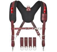 NUTUCH Heavy Duty Leather Work Suspender With Pockets | Fully-Adjustable Padded Leather Tool Belt Suspenders for Men | Construction | Framers | Handyman | Electrician