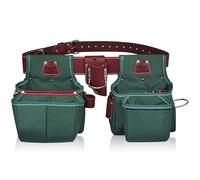 NUTUCH Nylon and Leather Tool Belt | 21 Pockets | Green | 30-47 Inch Waist | Framers, Electrician, Carpenter Tool Belts