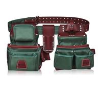 NUTUCH Nylon and Leather Tool Belt | Nylon Tool Pouch | Carpenter Tool Belt | Construction | Framers | Electrician Tool Belts | Drywall Tool Bags | Handyman | Electric (GREEN)