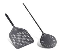 NUTUNI 12 Inch & 9 Inch Pizza Shovel, Set of 2, 12 x 14 Inch Professional Aluminium Pizza Shovel for Homemade Pizza - 30 cm Rectangular, 23 cm Round Reversible