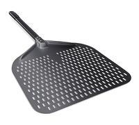 NUTUNI 14" Perforated Pizza Peel, 14" x 16" Lightweight Aluminum Pizza Turning Peel, Commercial Pizza Paddle, 34 Inch Overall