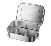 NUTUNI 47oz/1400ML Stainless Steel Lunch Box, 5 Compartments Bentobox for Kids or Adults, Metal Bento Box with Lockable Clips, Leakproof Food Storage Container for Work Lunch