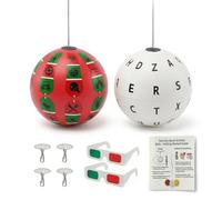 Nutvrliy Dual Marsden Ball Kit for Visual Training - White Letter & Red Symbol Balls with 2 Pairs Red Green Glasses - Complete Home Vision System for Hand Eye Coordination & Anti-Suppression