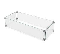 Nuu Garden 27.6'' x 11.7'' x 6.5" Rectangular Fire Pit Wind Guard, Transparent Tempered Glass, Polished Aluminum Brackets, 3M Anti-Slip Pads, Fit for Best Choice 52-inch Fire Table WG01