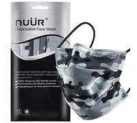NUÜR 10pcs Camouflage 3 Ply Disposable Face Mask, Mask with Filter Layer and Elastic Earloop, Retail Sealed Bags