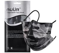 NUÜR 10pcs Camouflage 3 Ply Disposable Face Mask, Mask with Filter Layer and Elastic Earloop, Retail Sealed Bags