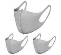 NUÜR 3 Pcs Reusable Face Mask, with Ear Loops, Breathable, Soft, Washable, Durable for Everyday Public Use, Grey