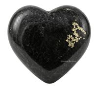 Nuummite Crystal Heart Palm Stone - Pocket Massage Worry Stone for Natural Body Chakra Balancing, Reiki Healing and Crystal Grid