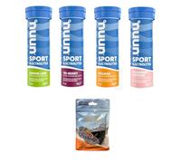 NUUN Sport Electrolytes Hydration Tablets - 4 Tubes of Electrolyte Tabs (40 Total Tablets) Bundled with A Pack of Elastic No-tie Reflective Shoe Laces (Mixed 4 Pack)