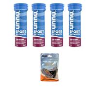 NUUN Sport Electrolytes Hydration Tablets - 4 Tubes of Electrolyte Tabs (40 Total Tablets) Bundled with A Pack of Elastic No-tie Reflective Shoe Laces (Tri-Berry)