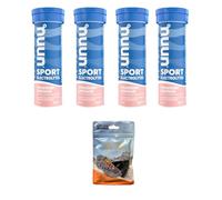 NUUN Sport Electrolytes Hydration Tablets - 4 Tubes of Electrolyte Tabs (40 Total Tablets) Bundled with A Pack of Elastic No-tie Reflective Shoe Laces (Strawberry Lemonade (4 Tubes))