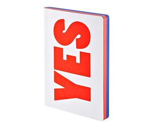 Nuuna Graphic L "Yes-No" Smooth Bonded Leather Notebook - Red, Blue/White