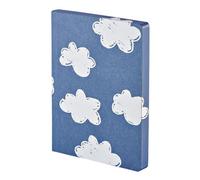 Nuuna Notebook A5+ | Graphic L - Head In The Clouds | 3.5 mm Dot Grid | 256 Numbered Pages | 120 g Premium Paper | Recycled Denim Blue | Sustainably Produced in Germany