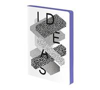 Nuuna Notebook A5+ | Graphic L - Ideas by Heyday | 3.5 mm Dot Grid | 120 g Premium Paper | White Leather | Sustainably Produced in Germany